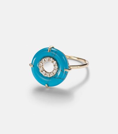 Mateo Mateo 14kt gold ring with turquoise and diamonds