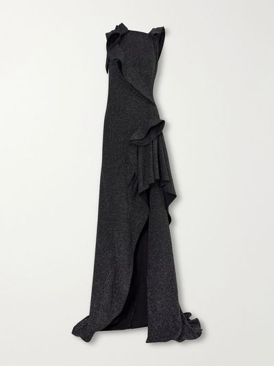 MATICEVSKI Flashpoint asymmetric ruffled Lurex gown