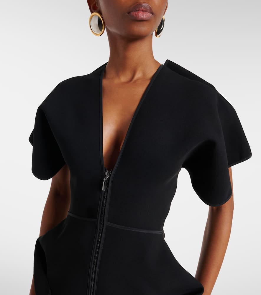 plunge peplum dress Salma Modern Halter Peplum Midi Dress