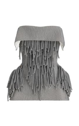 Maticevski Maticevski Fringe Utility Strapless Peplum Top Grey AU 8