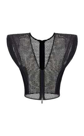 Maticevski Maticevski Openwork CottonBlend Kombat Top Black AU 16