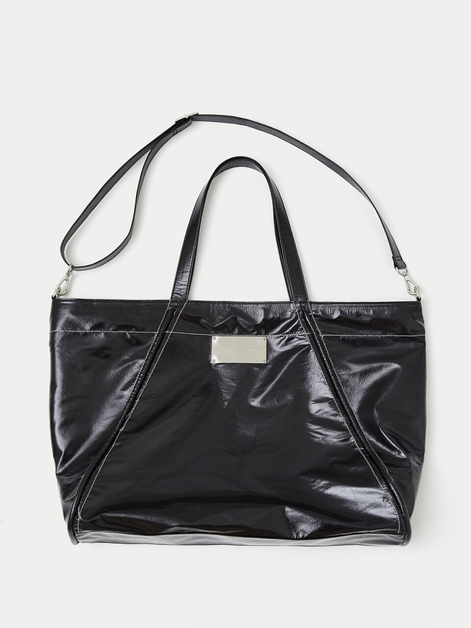 Matin Kim BIG COATING TOTE BAG IN BLACK