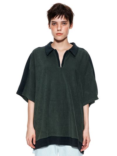 Matin Kim Color Block Pique Top _ Green