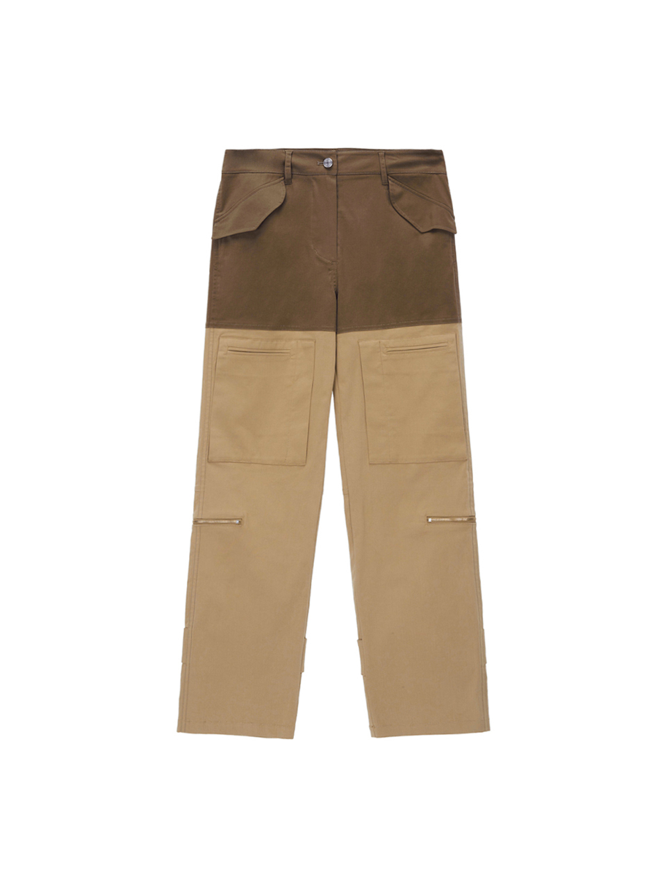 Matin Kim Color Block Velcro Cargo Pants_Brown