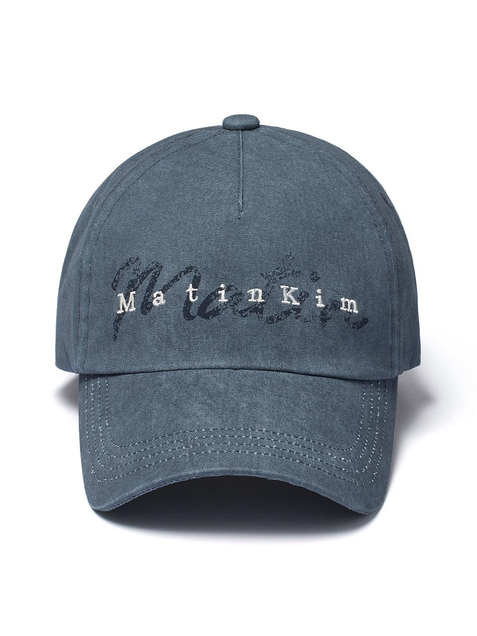 Matin Kim COTTON WASHED CRACK LOGO BALL CAP [BLUE]