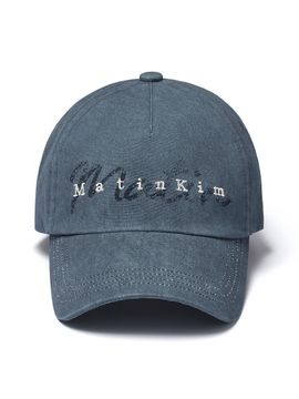 Matin Kim COTTON WASHED CRACK LOGO BALL CAP [BLUE]