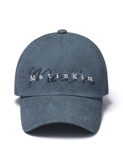 Matin Kim COTTON WASHED CRACK LOGO BALL CAP [BLUE]