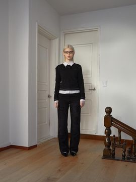 Matin Kim DAMAGE PATCH DENIM PANTS [BLACK]