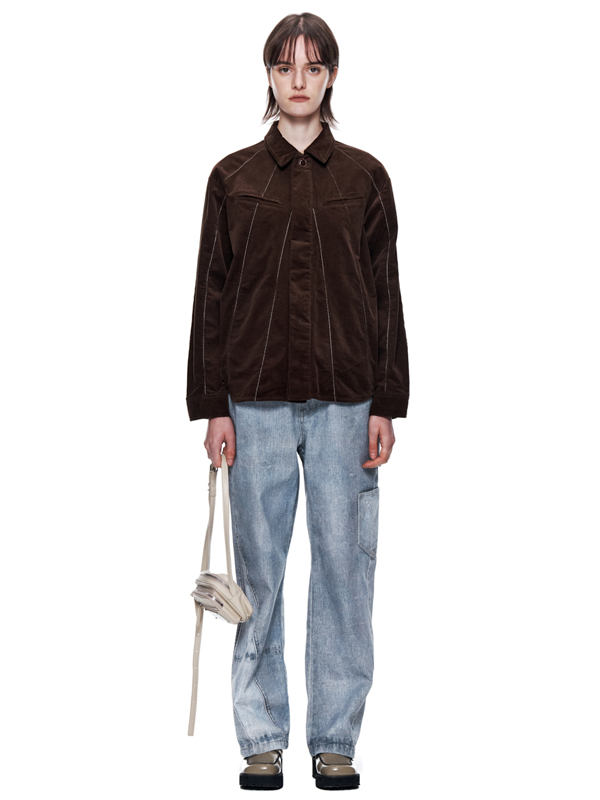 Matin Kim Denim Block Printed Pants_Sky