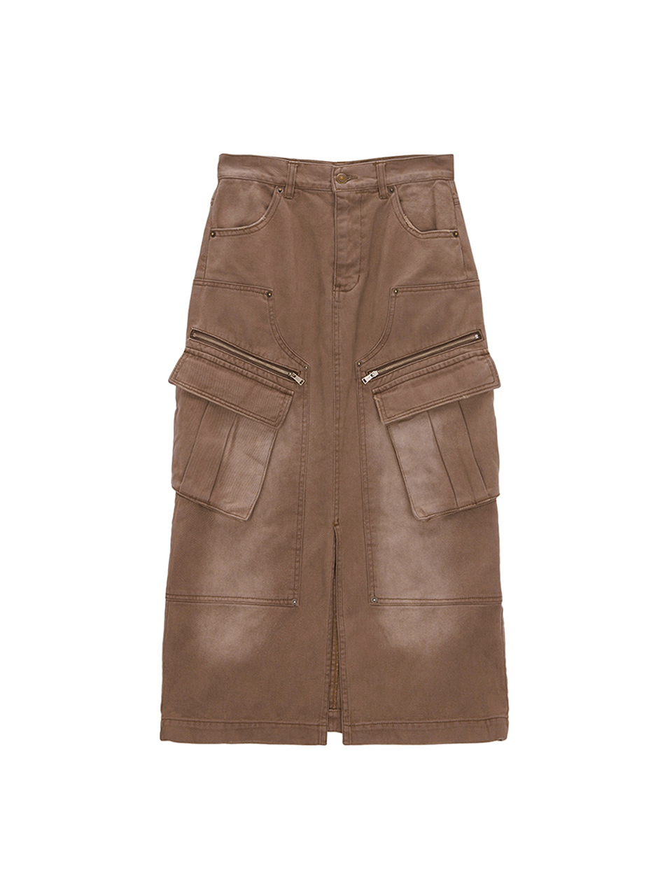Matin Kim Denim Cargo Long Skirt - Brown
