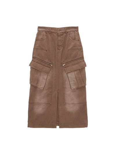 Matin Kim Denim Cargo Long Skirt - Brown