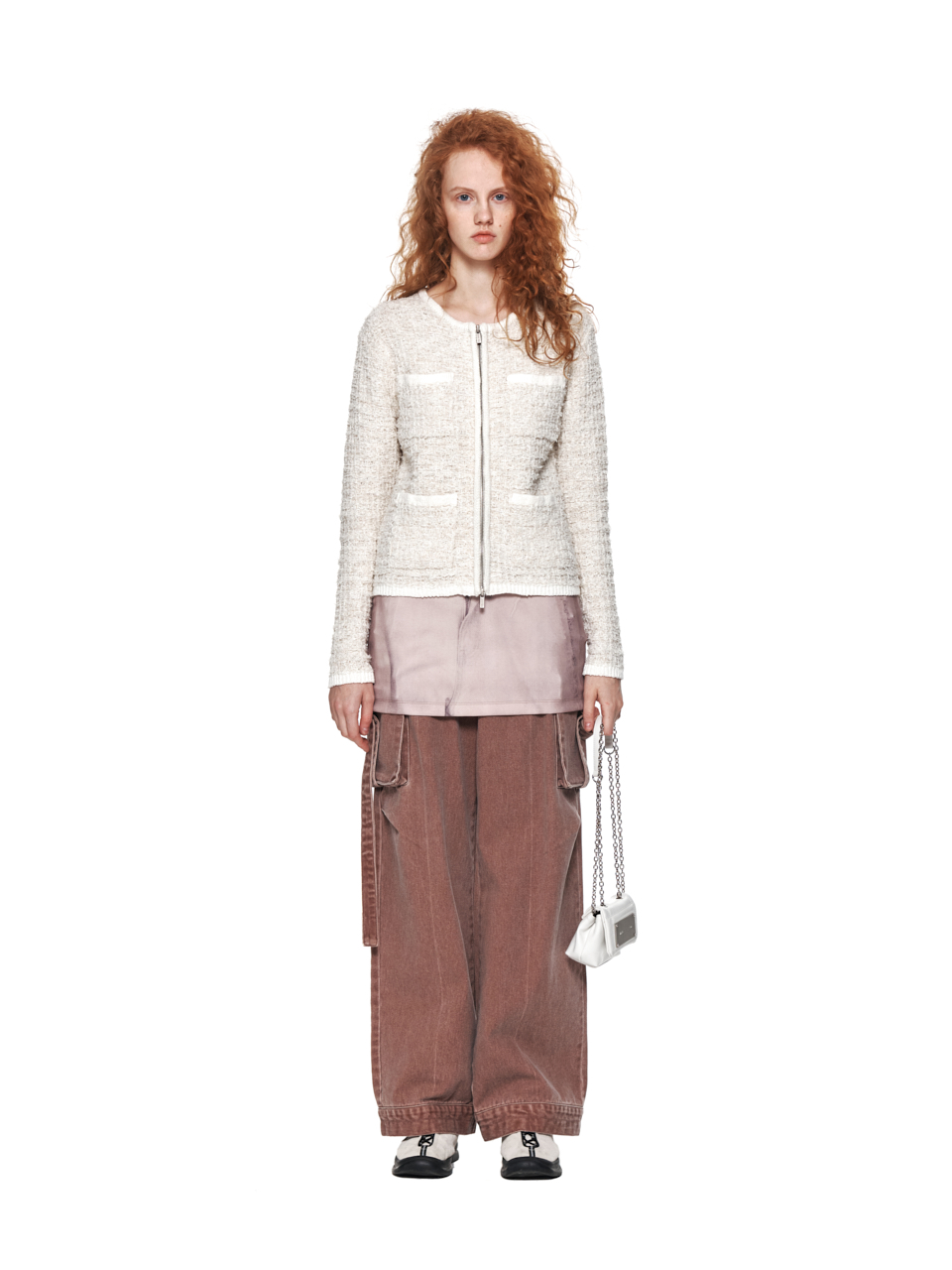 Matin Kim Denim Print Jersey Mini Skirt - Beige