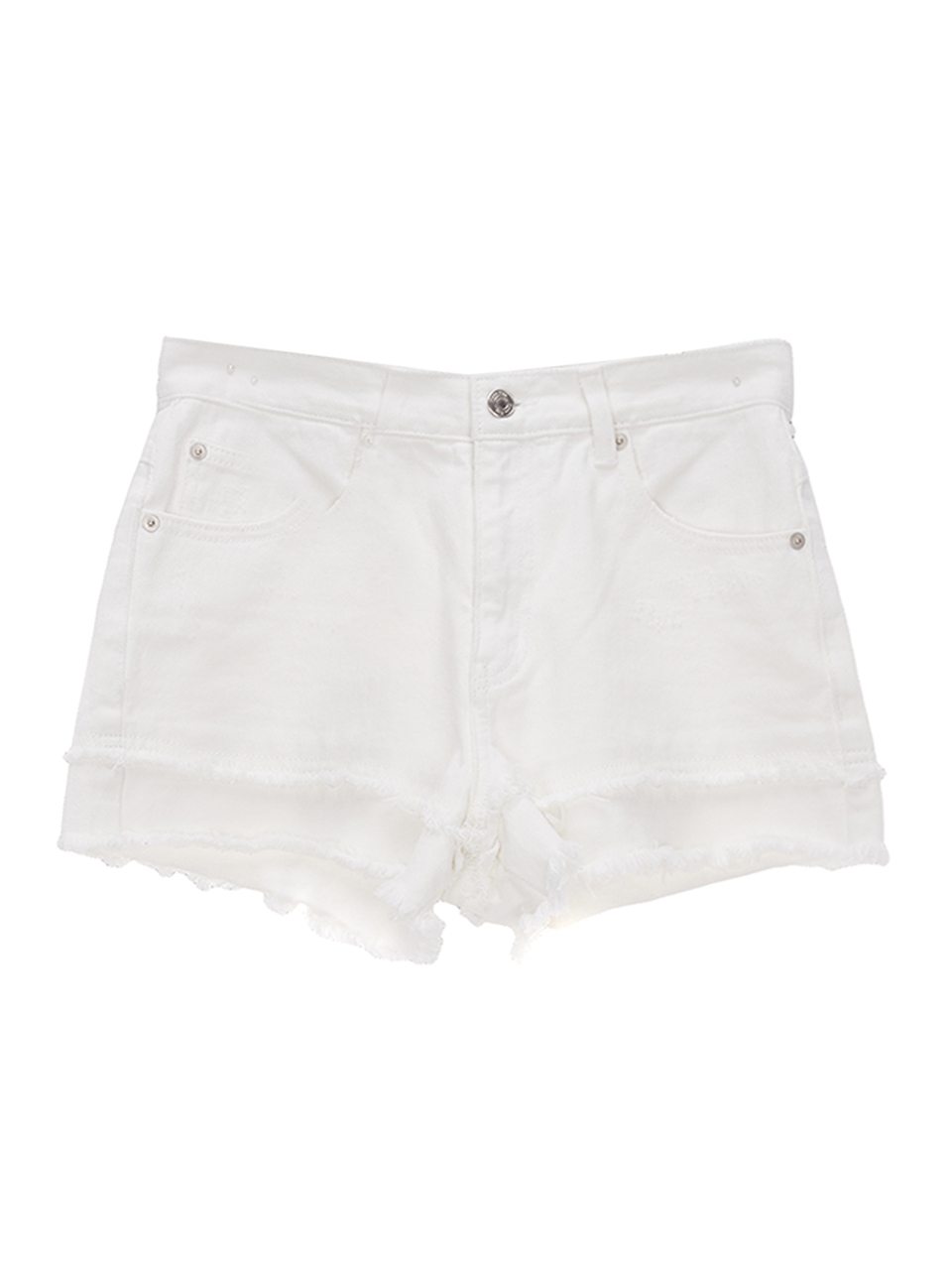 Matin Kim Double Cutted Denim Shorts_White