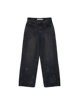 Matin Kim Foil Detail Low Rise Baggy Pants [Navy]