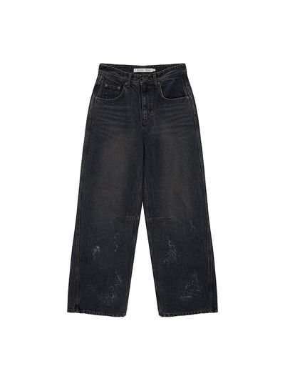 Matin Kim Foil Detail Low Rise Baggy Pants [Navy]