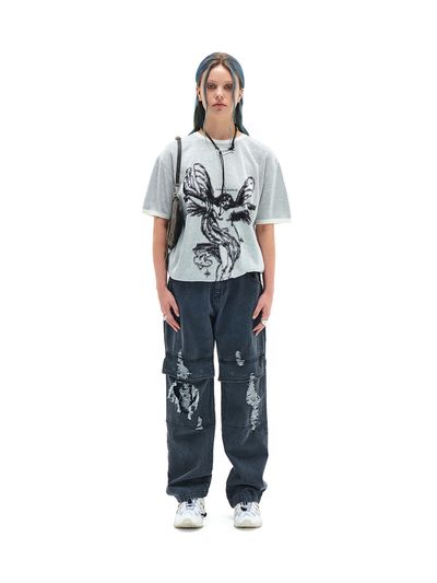 Matin Kim Knee Pocket Distressed Jeans - Gray