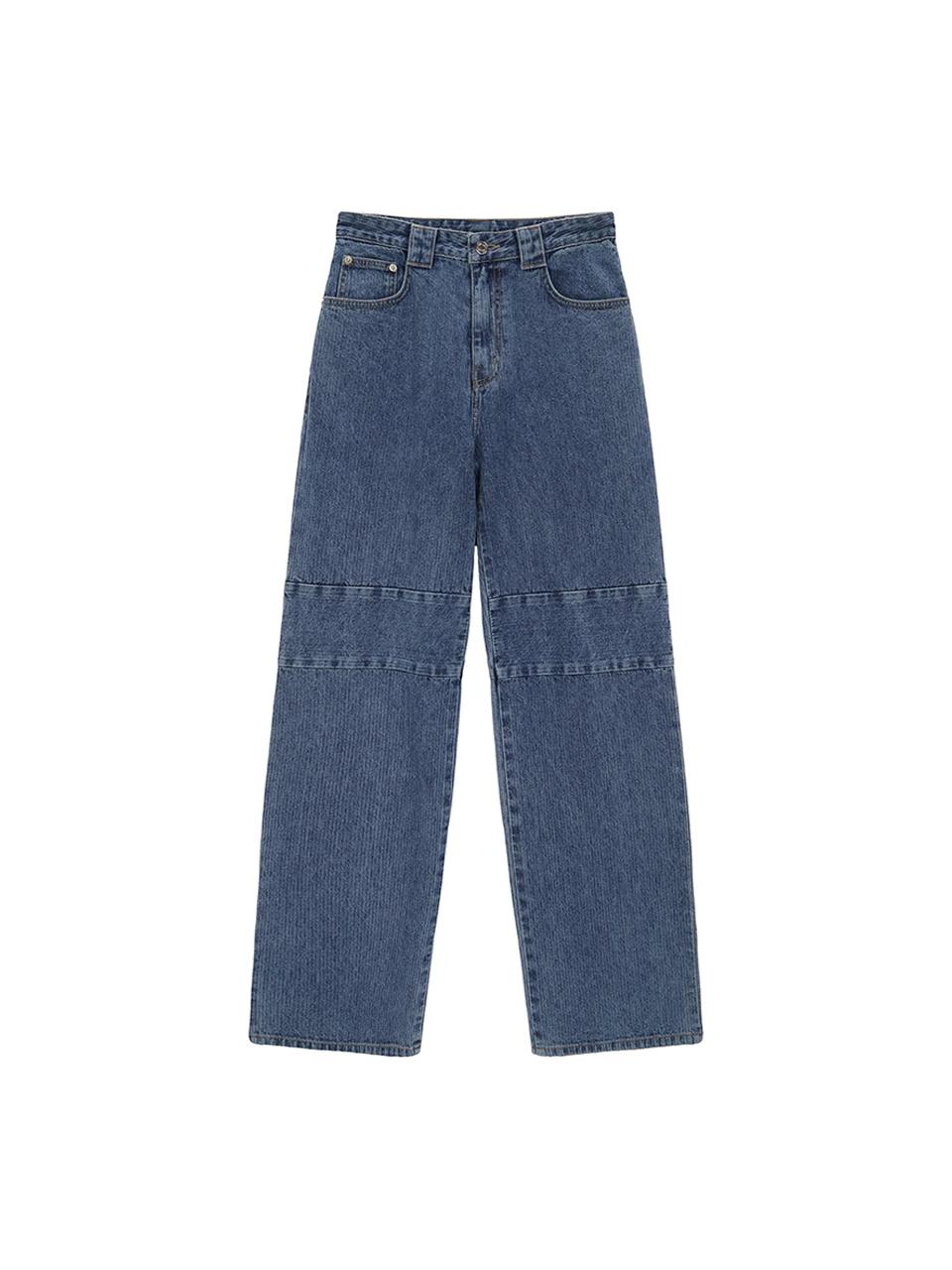 Matin Kim KNEE POINT STRIPE DENIM PANTS IN BLUE