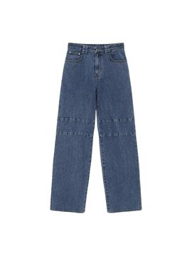 Matin Kim KNEE POINT STRIPE DENIM PANTS IN BLUE