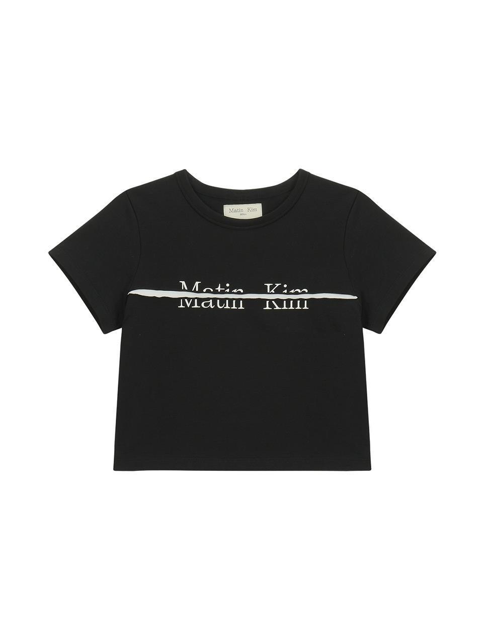 Matin Kim Logo Cutted Crop Top - Black