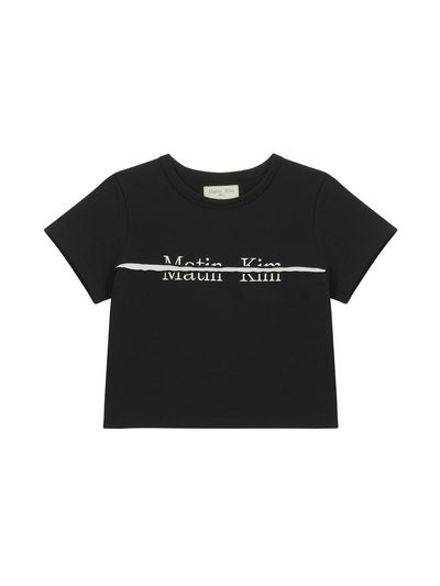 Matin Kim Logo Cutted Crop Top - Black
