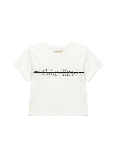Matin Kim Logo Cutted Crop Top - White