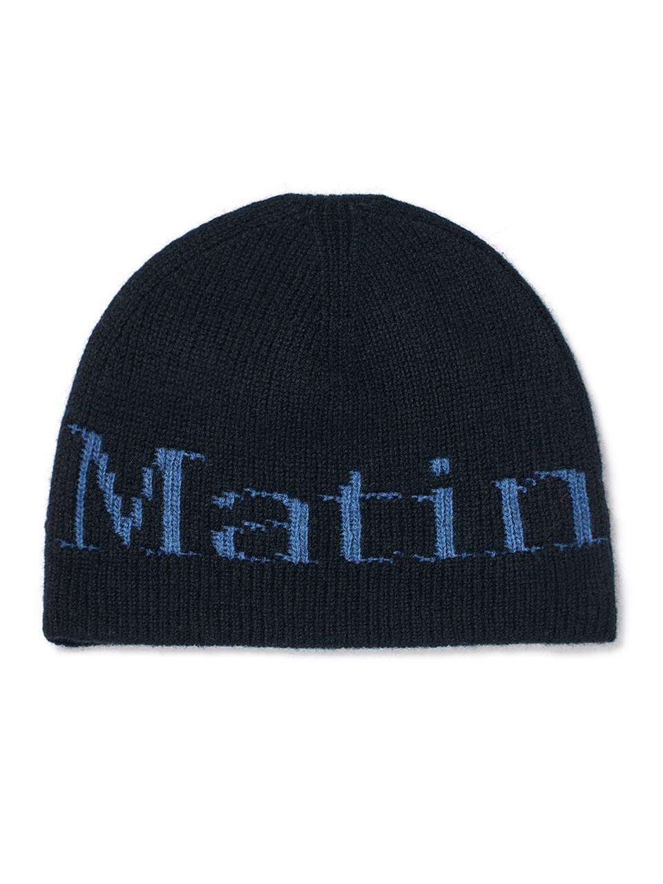Matin Kim LOGO JACQUARD KNIT BEANIE IN BLACK