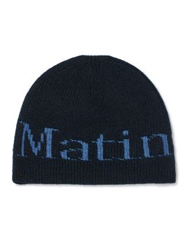 Matin Kim LOGO JACQUARD KNIT BEANIE IN BLACK