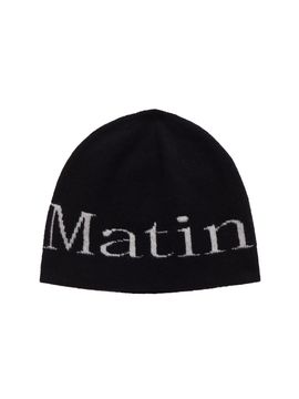 Matin Kim Logo Jacquard Short Beanie In Black