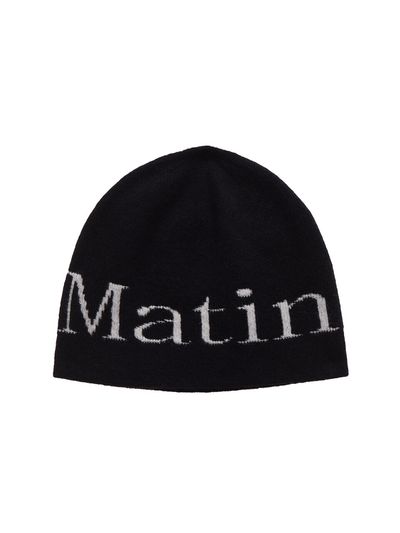 Matin Kim Logo Jacquard Short Beanie In Black