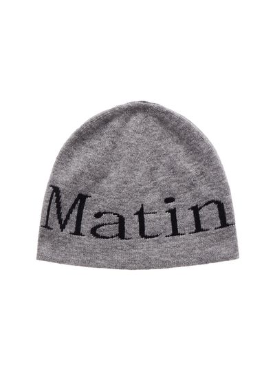 Matin Kim Logo Jacquard Short Beanie In Grey