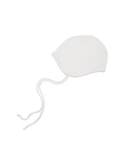 Matin Kim Logo Punching Earflap Beanie_White