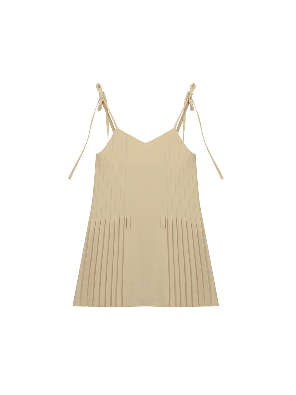 Matin Kim Pleated Mix Cami Dress In Beige