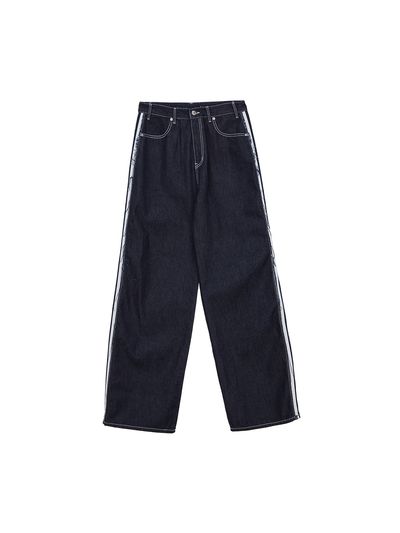 Matin Kim Side Taping Point Denim Pants_Blue
