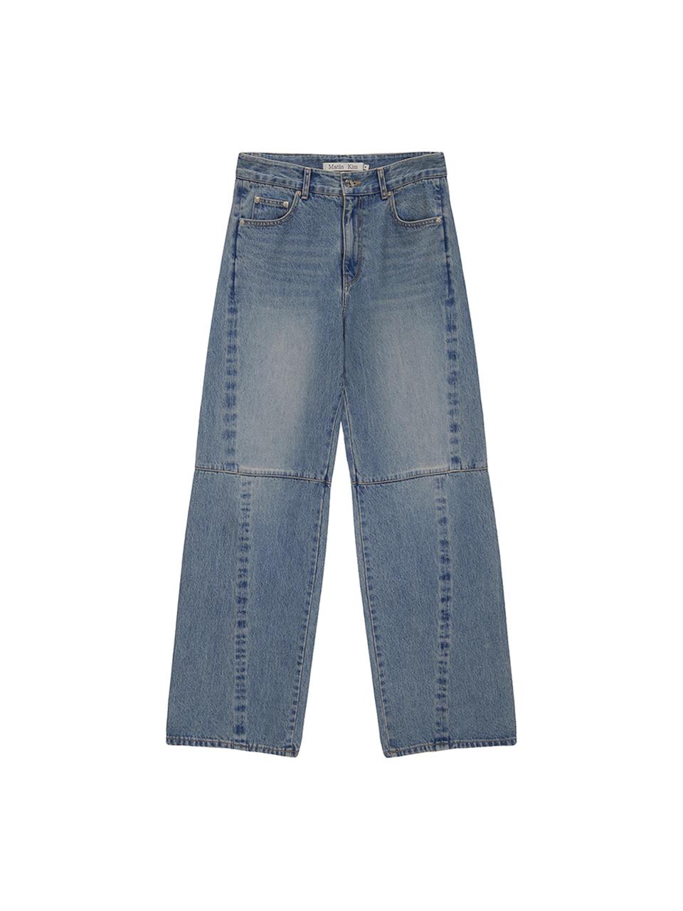 Matin Kim SIDE WASHED DENIM PANTS IN BLUE