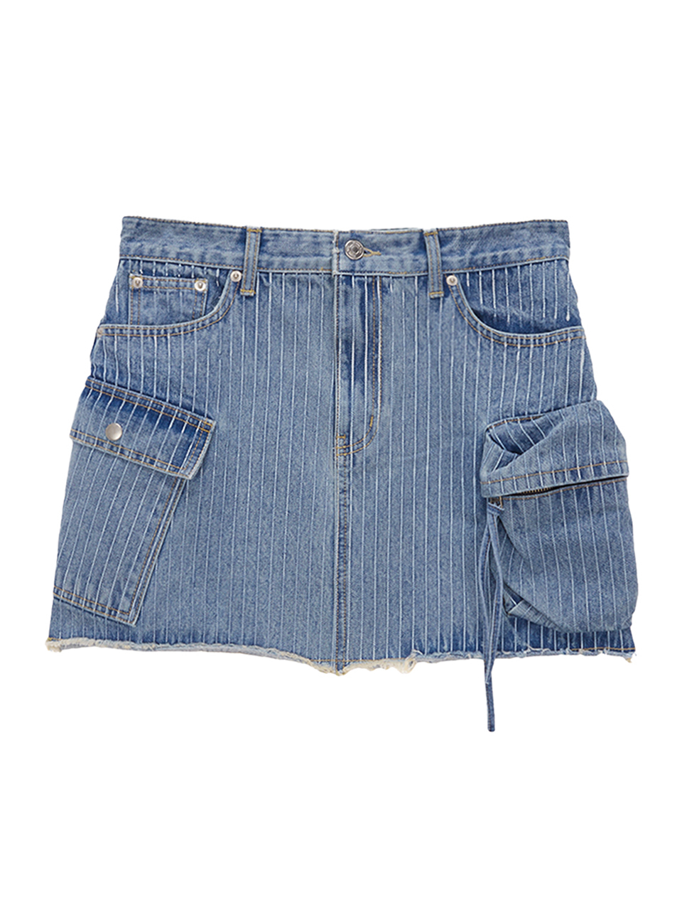 Matin Kim Stripe Cargo Denim Mini Skirt_Sky