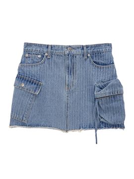 Matin Kim Stripe Cargo Denim Mini Skirt_Sky