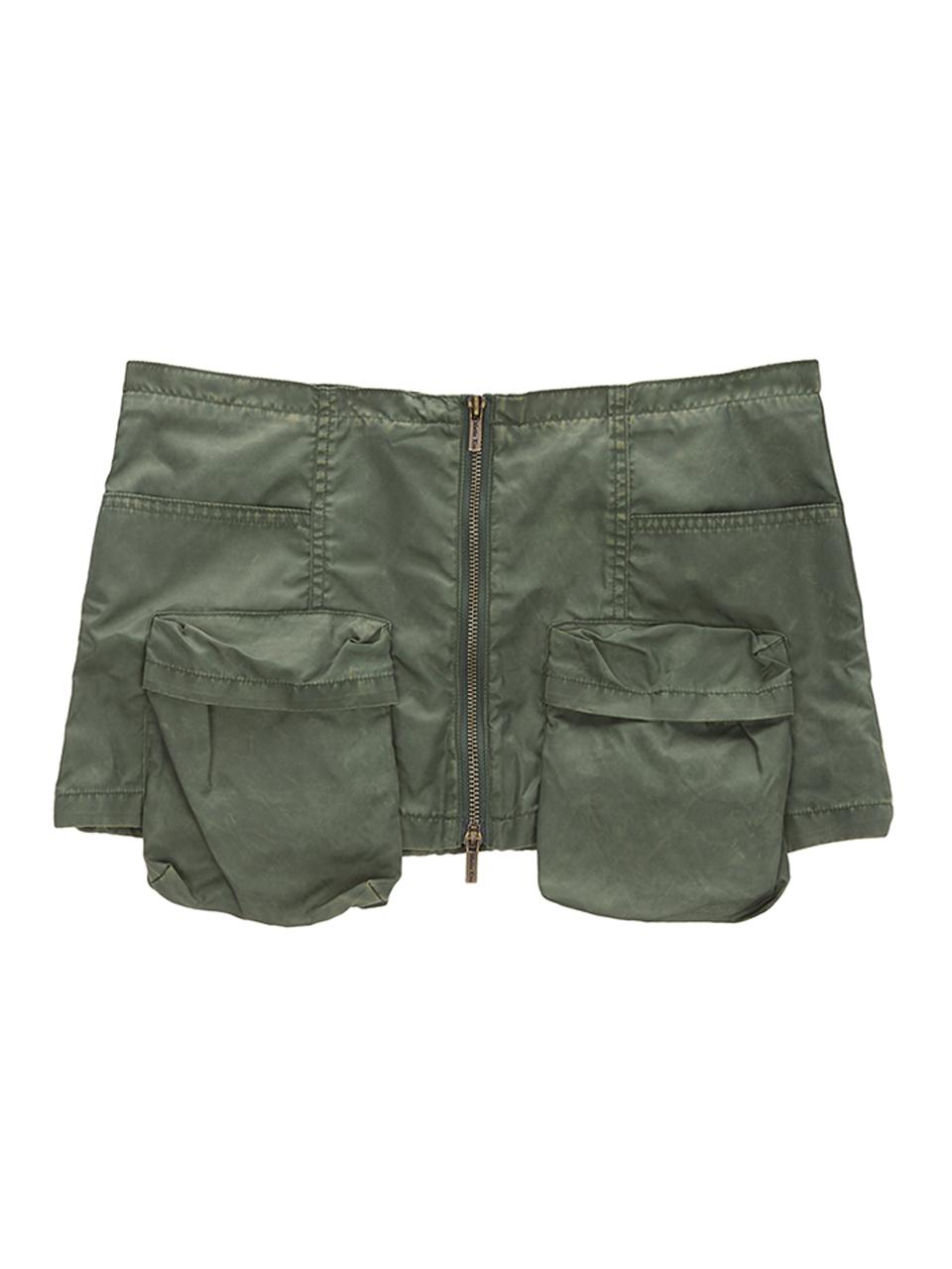 Matin Kim Two Way Zipper Cargo Belted Skirt - Khaki