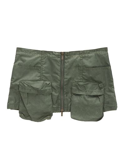 Matin Kim Two Way Zipper Cargo Belted Skirt - Khaki