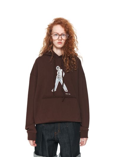 Matin Kim Vintage Cracked Graphic Hoodie - Brown