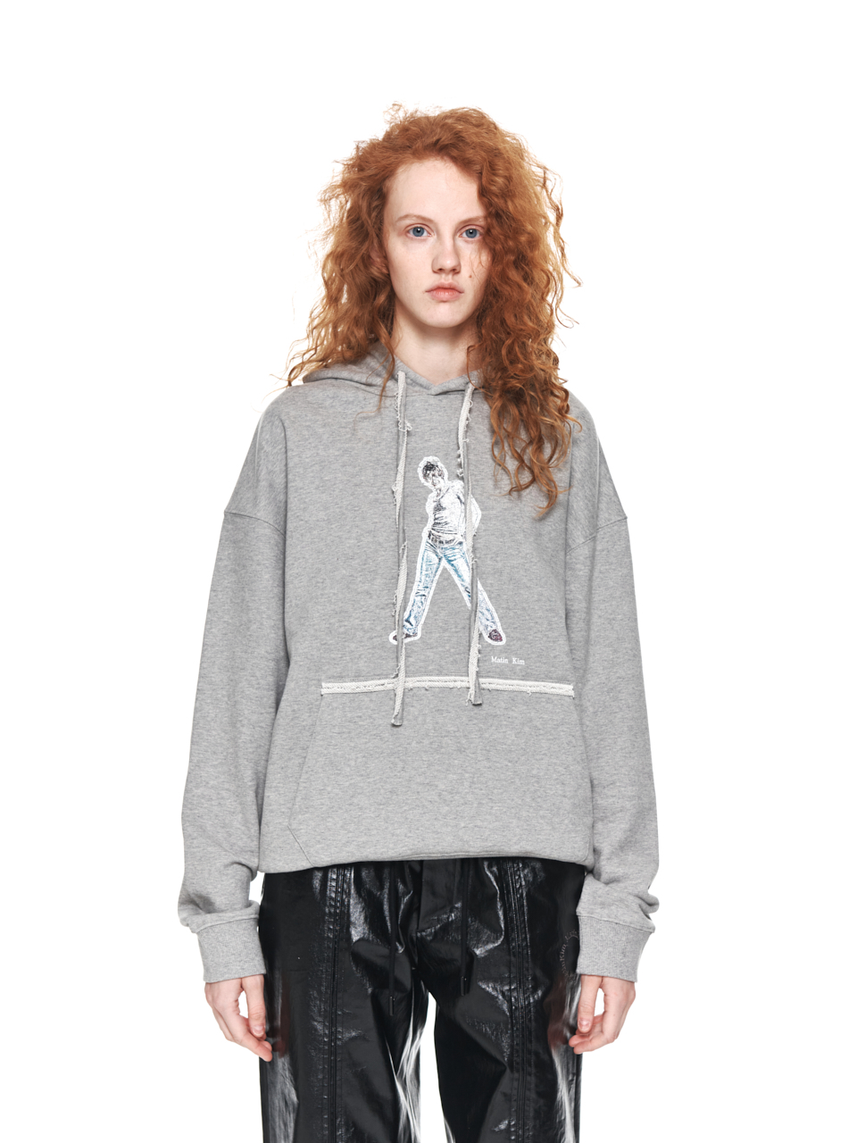 Matin Kim Vintage Cracked Graphic Hoodie - Gray