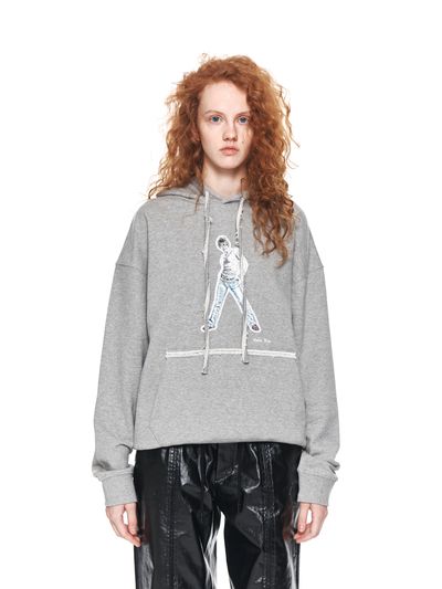Matin Kim Vintage Cracked Graphic Hoodie - Gray