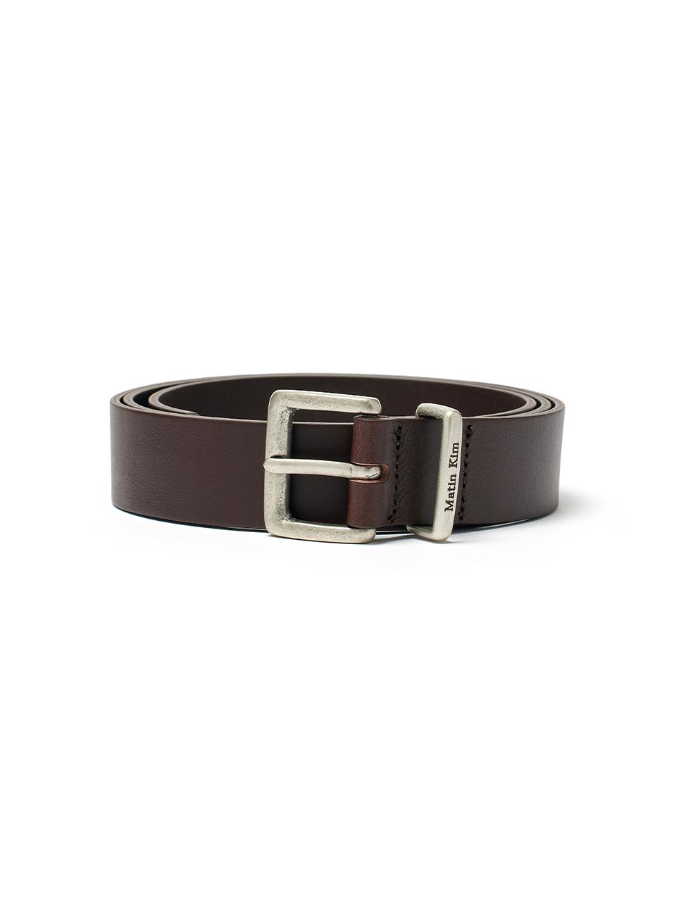 Matin Kim VINTAGE LEATHER BELT IN DARK BROWN