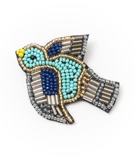 Matr Boomie Matr Boomie Bala Mani Beaded Bird Brooch Pin