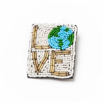 Matr Boomie Matr Boomie Bala Mani Beaded Love Mother Earth Brooch Pin - Handmade
