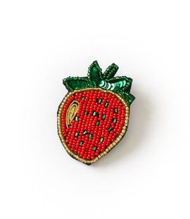 Matr Boomie Matr Boomie Bala Mani Beaded Strawberry Brooch Pin