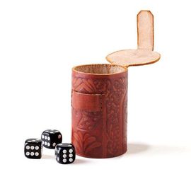 Matr Boomie Matr Boomie Leather Dice Cup Set - 6 Dice, Hand Tooled