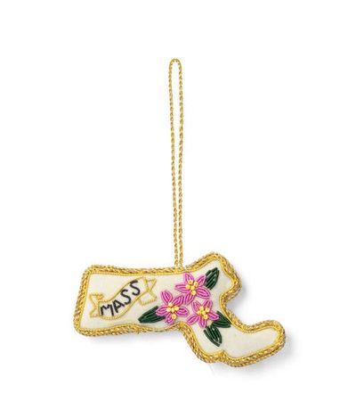 Matr Boomie Matr Boomie Massachusetts State Mayflower Beaded Fabric Ornament - Embroidered