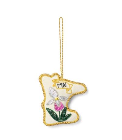 Matr Boomie Matr Boomie Minnesota State Lady Slipper Beaded Fabric Ornament - Embroidered