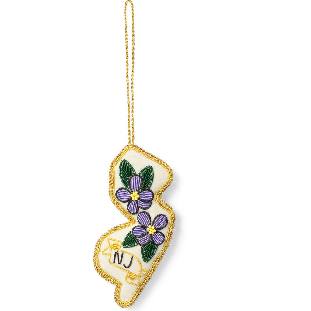 Matr Boomie Matr Boomie New Jersey State Violet Beaded Fabric Ornament - Embroidered