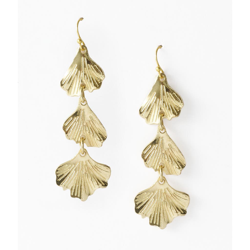 Matr Boomie Matr Boomie Sayuri Ginkgo Leaf Triple Drop Statement Earring